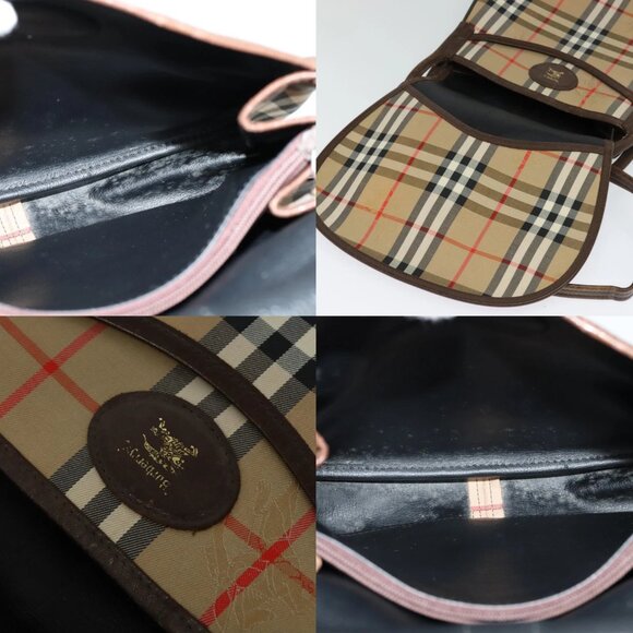 Burberrys Nova Check Shoulder Bag Canvas Beige Gold Auth 117545 - Picture 15 of 15